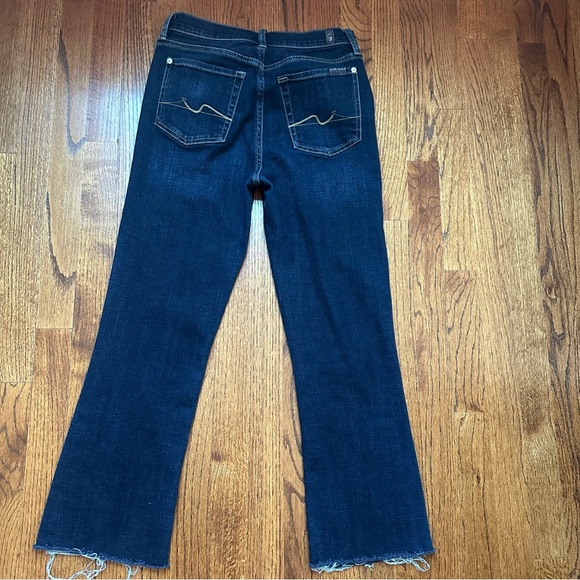 7 For All Mankind Dark Blue High Waist Slim Kick Jeans - Picture 3 of 11